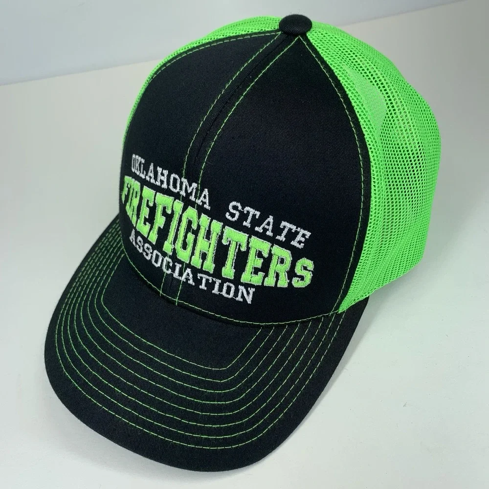 Oklahoma State Firefighters Association Hat Green Mesh Pacific 104c Snapback Cap
